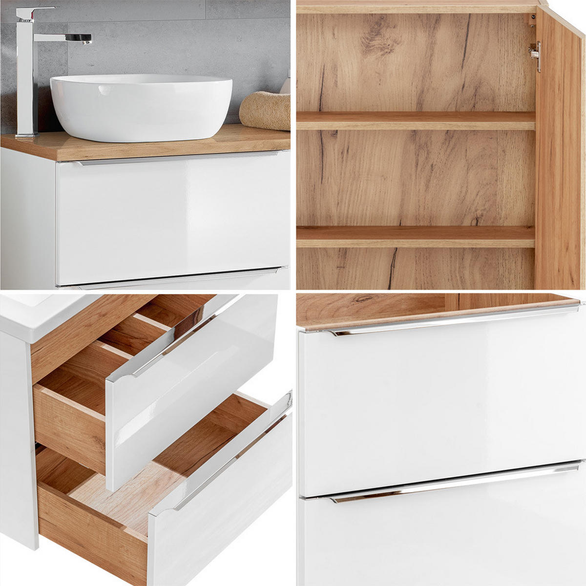 BADMÖBEL-SET 2-TLG. Toskana-56 - Weiß, Holzwerkstoff (120/200/46cm) - Lomado