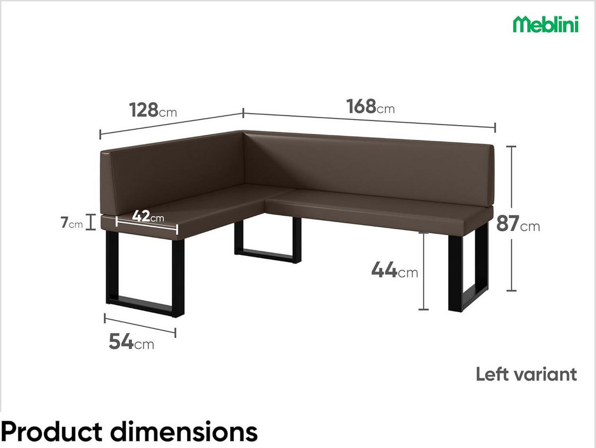 ECKBANK TONI_U - Braun, Leder (128/168cm) - Meblini