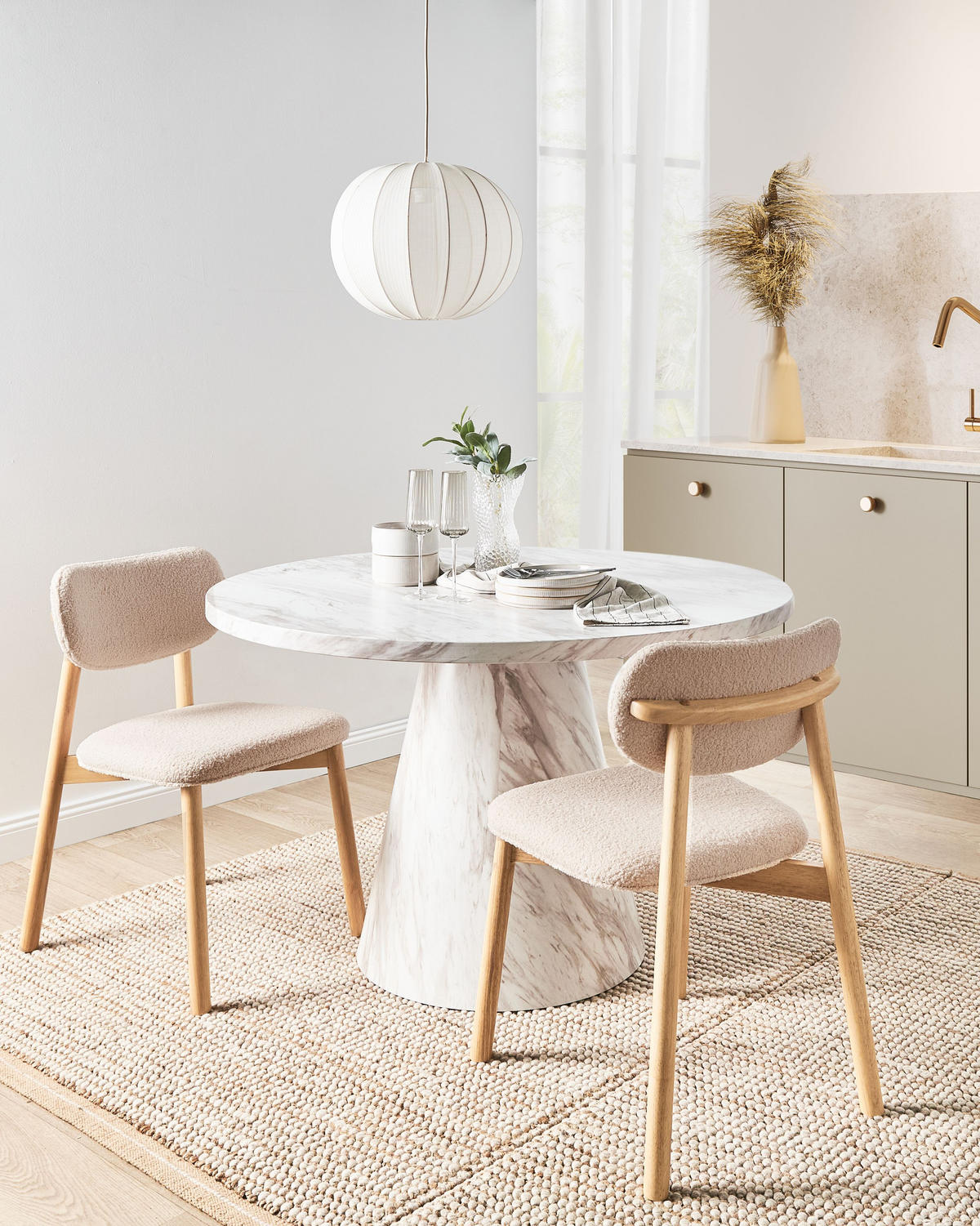 ESSZIMMERSTUHL 2er-Set Hellbraun Mills - Hellbraun/Beige, Textil (48/80/58cm) - Beliani