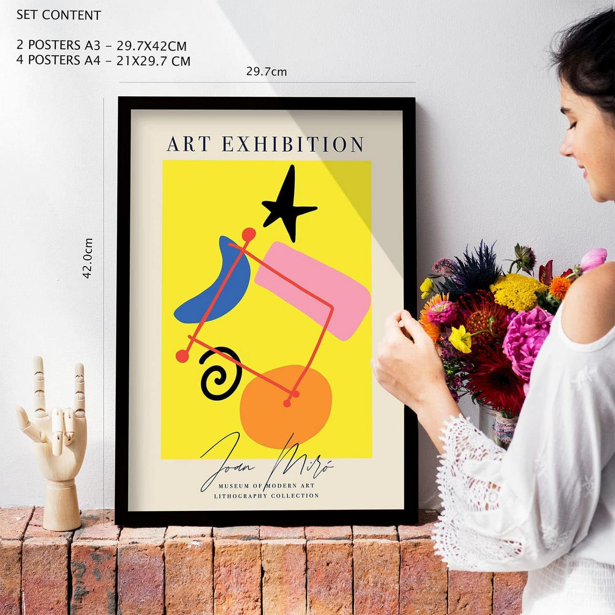 POSTER Set Mit 6 Miró Kunst Sammlung Größe A3 und A4 Rahmenlos - Klar, Papier (29.7/1/42cm) - Nacnic