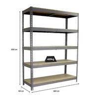 SCHWERLASTREGAL BIG WOOD YETI FIVE | HxBxT 200x180x60cm | Fachlast 400kg | Grau - Grau, Metall (180/200/60cm) - PROREGAL