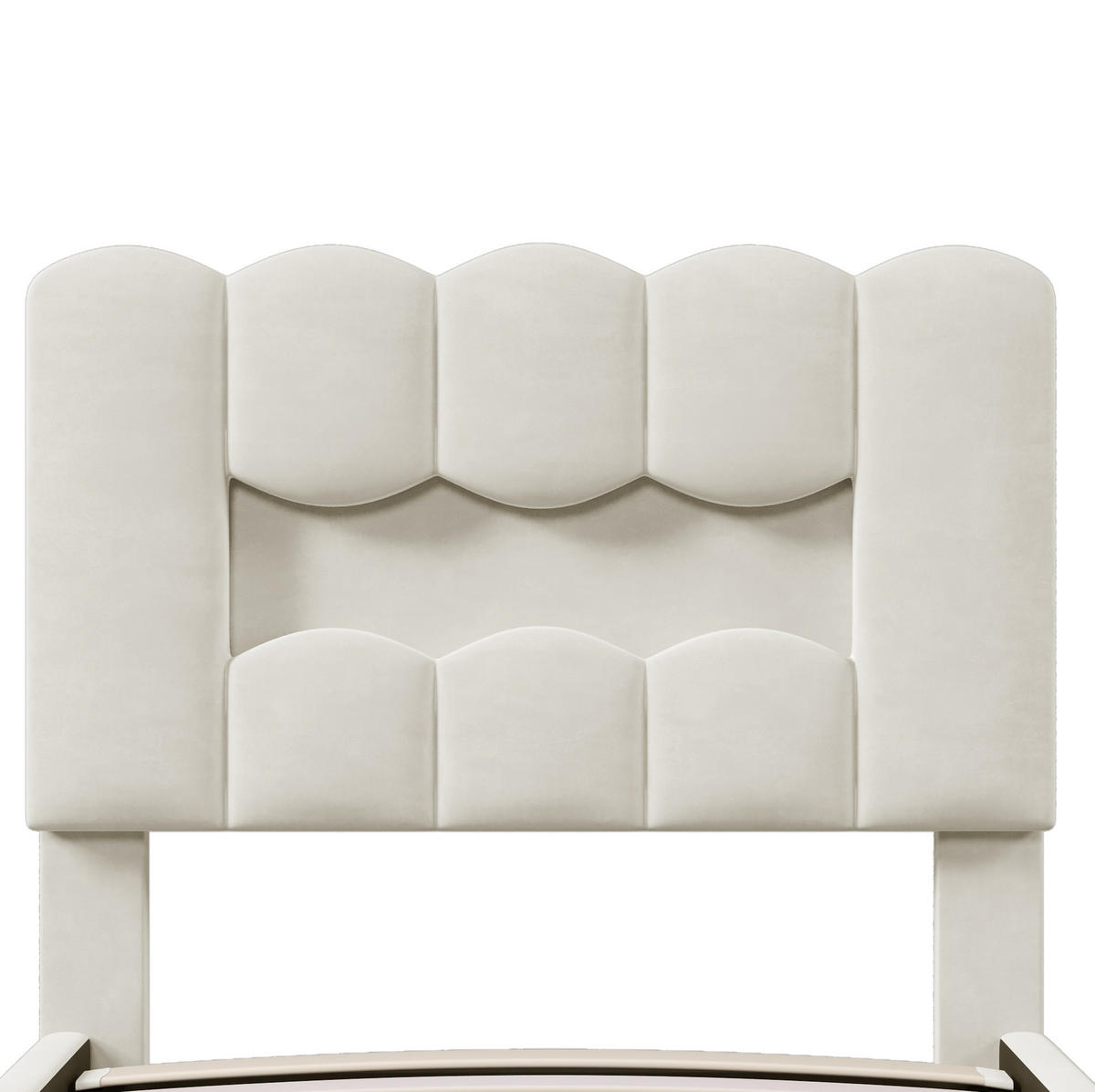 POLSTERBETT 90/200 cm Beige aus Samt mit Bettkasten und LED-Beleuchtung - Beige, Textil (90/200cm) - OKMYHOME