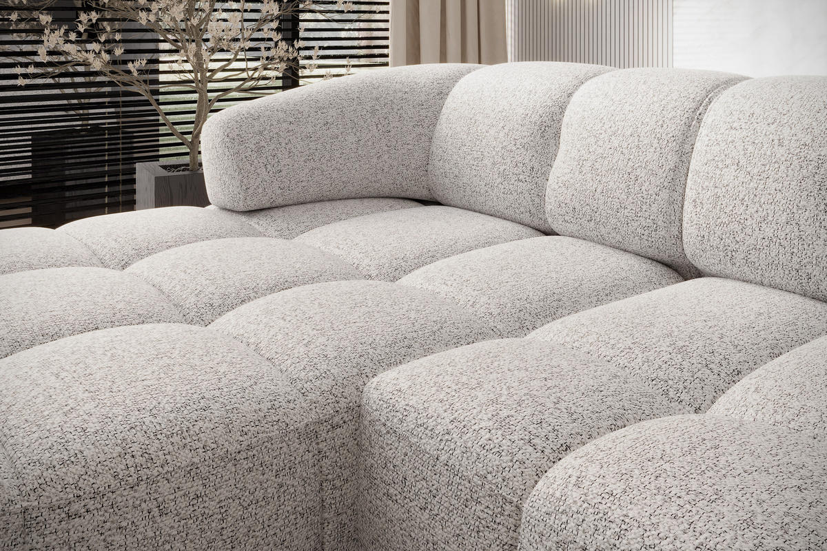 ECKSOFA Wesper S – Eckcouch mit Elektrischer Sitzverstellung, L-förmig, Freistehend, Relaxfunktion, 183x284x79 cm – Rechte, Asche - Silberfarben, Holz/Textil (284/113cm) - DomoHome