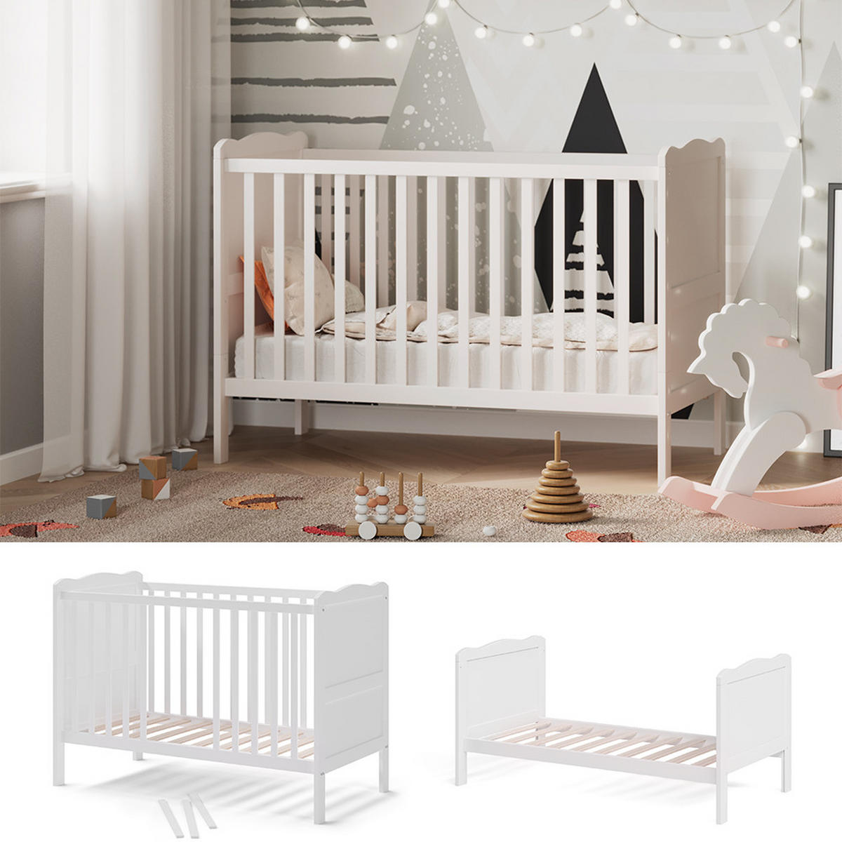 BABYBETT Tobi Weiß 60x120 cm - Weiß, Holz (60/120cm) - VitaliSpa