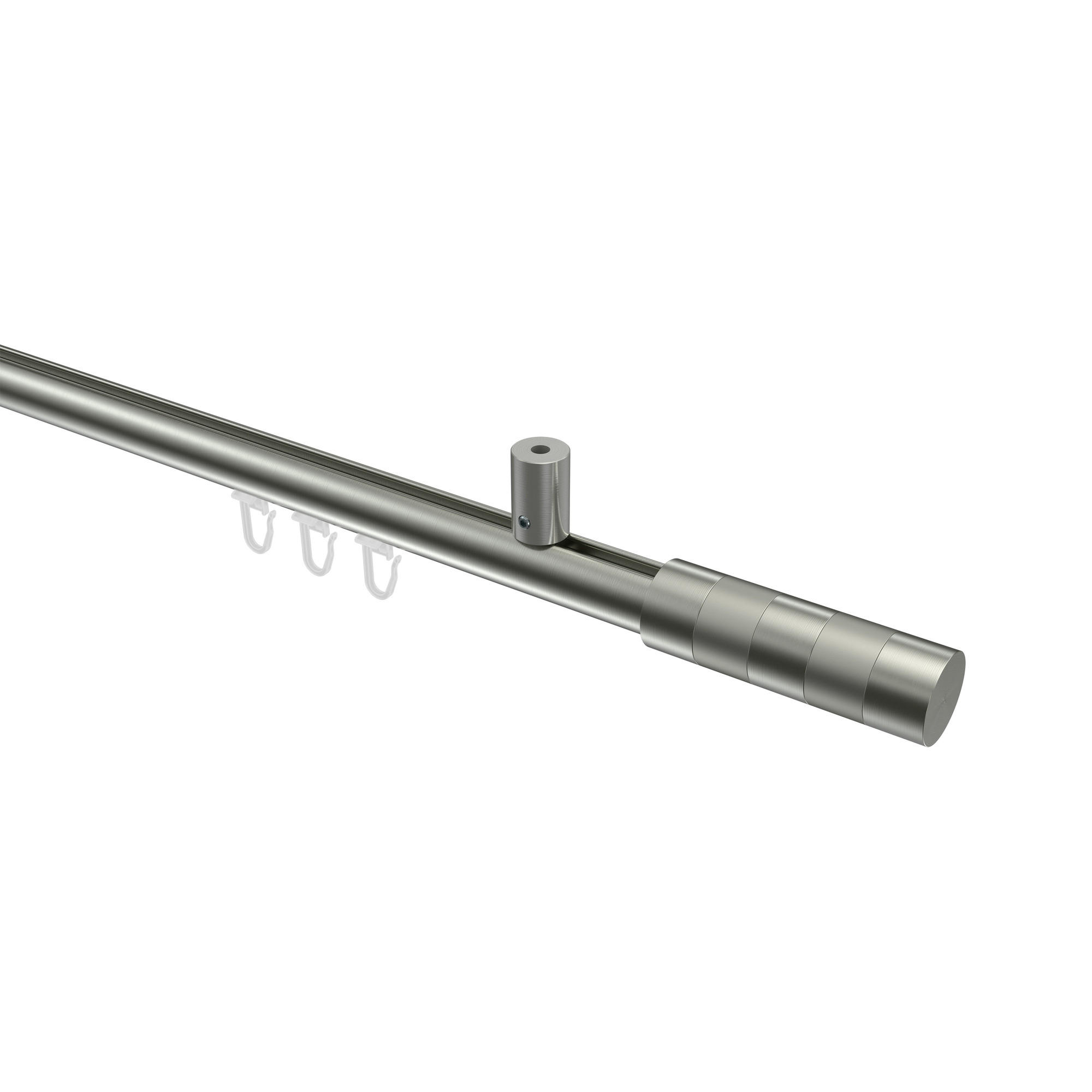 GARDINENSTANGE INNENLAUF Sonius Mavell 120 cm, 1-läufig, 20 mm Ø Edelstahl-Optik - Edelstahlfarben/Silberfarben, Metall (120cm) - INTERDECO