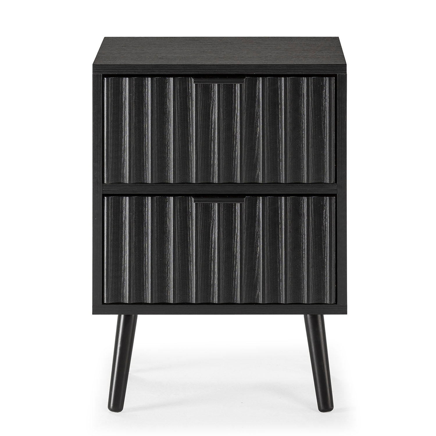 NACHTTISCH Lluvia 2 Schubladen, Schwarz - Schwarz, Holz/Holzwerkstoff (40/55/30cm) - VS Venta-stock