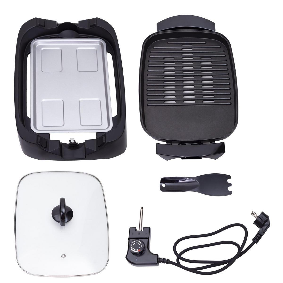 KONTAKTGRILL AD6610 Elektrisch 2200 W Antihaftplatten Schwarz - Schwarz, Kunststoff (52/10/28cm) - Adler