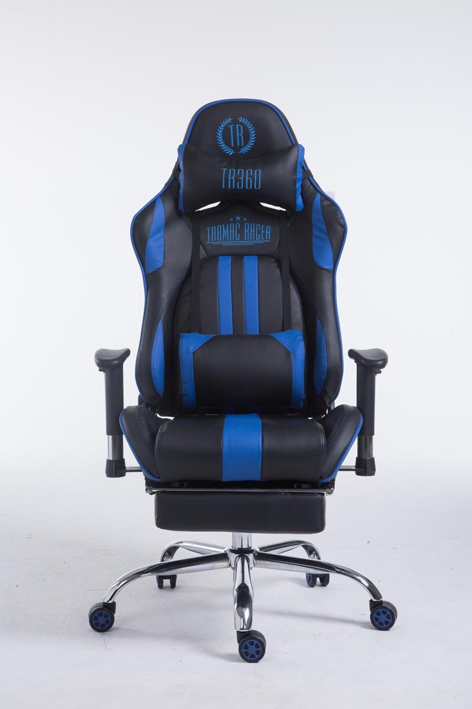 GAMINGSTUHL Limitless-2, Kunstleder mit Fußablage Schwarz/Blau - Blau, Textil/Metall (70/135/58cm) - TPFLiving