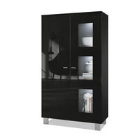 VITRINE Denjo Tür in Schwarz Hochglanz - Schwarz Hochglanz, Holzwerkstoff (71/129/35cm) - Vladon