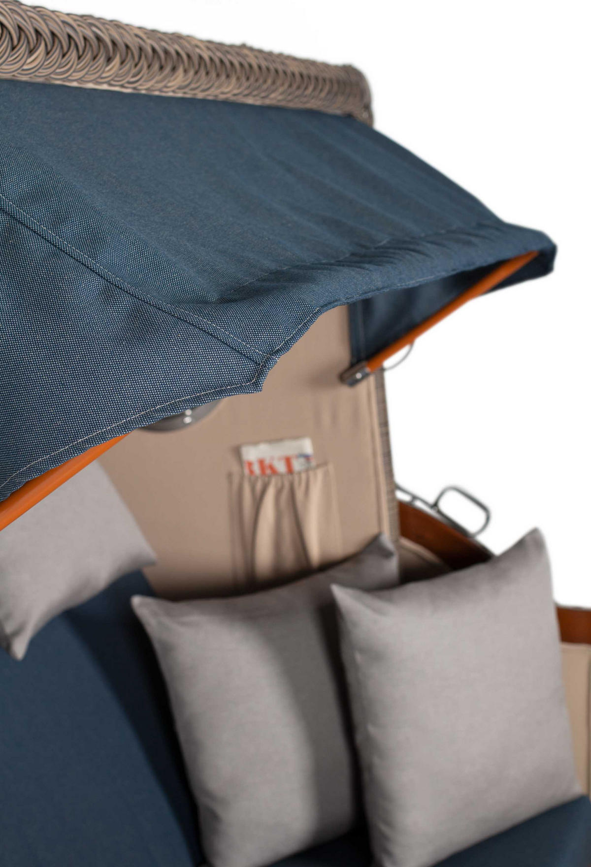 STRANDKORB XXL Düne Grande 2,5 Sitzer - Blau/Braun, Metall (142/170/95cm) - Mr. Deko