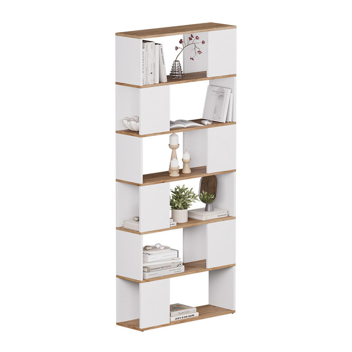 RAUMTEILER Eneos Weiß/Goldkraft Eiche 80 x 186 cm - Eiche Wotan/Weiß, Holzwerkstoff (80/186/24cm) - Vicco