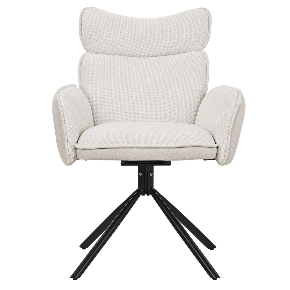 ESSZIMMERSTÜHLE 4er Set drehbar Beige mit Stoffbezug - Beige/Schwarz, Textil/Metall (63/89/68cm) - ML-DESIGN