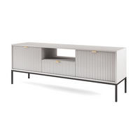 TV-SCHRANK 154 cm Galla mit Schublade, 2 Türen, gold accessories, Grau + Schwarz - Schwarz/Grau, Holz (154/56/39cm) - Emporius