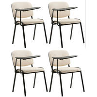 BESUCHERSTUHL 4er Set Lederlook Creme - Creme/Schwarz, Textil/Metall (53/81/71cm) - CLP