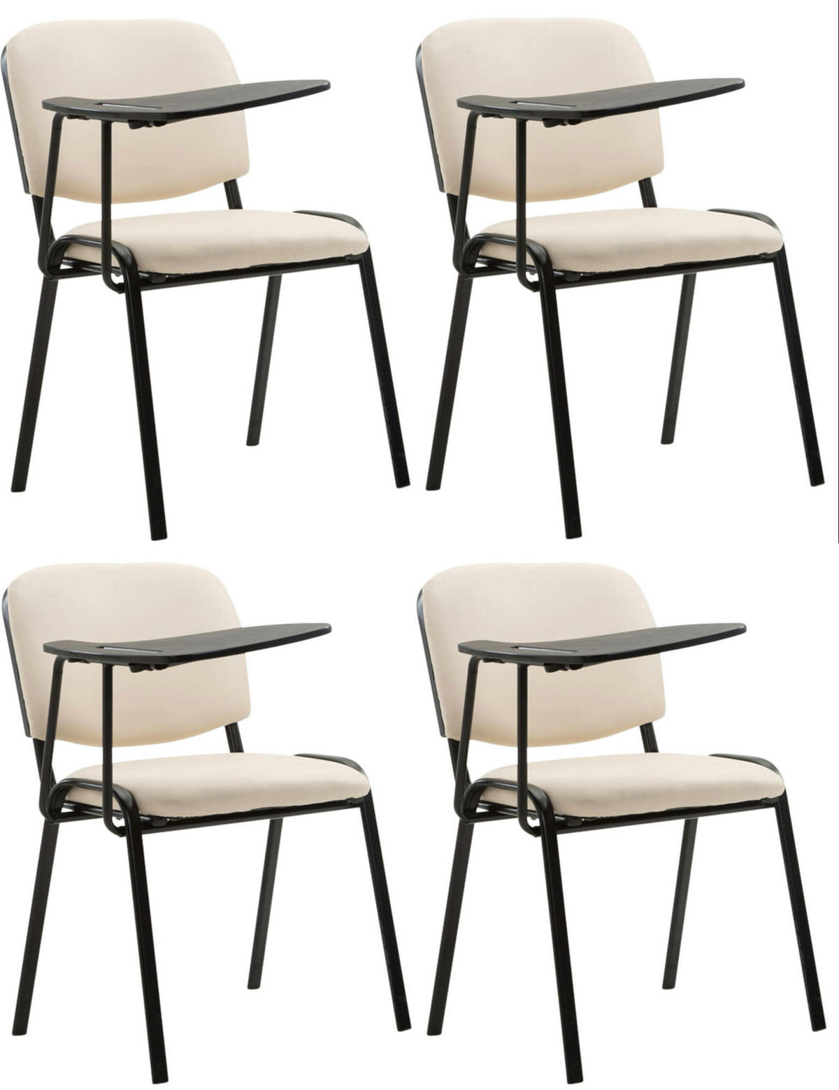 BESUCHERSTUHL 4er Set Lederlook Creme - Creme/Schwarz, Textil/Metall (53/81/71cm) - CLP