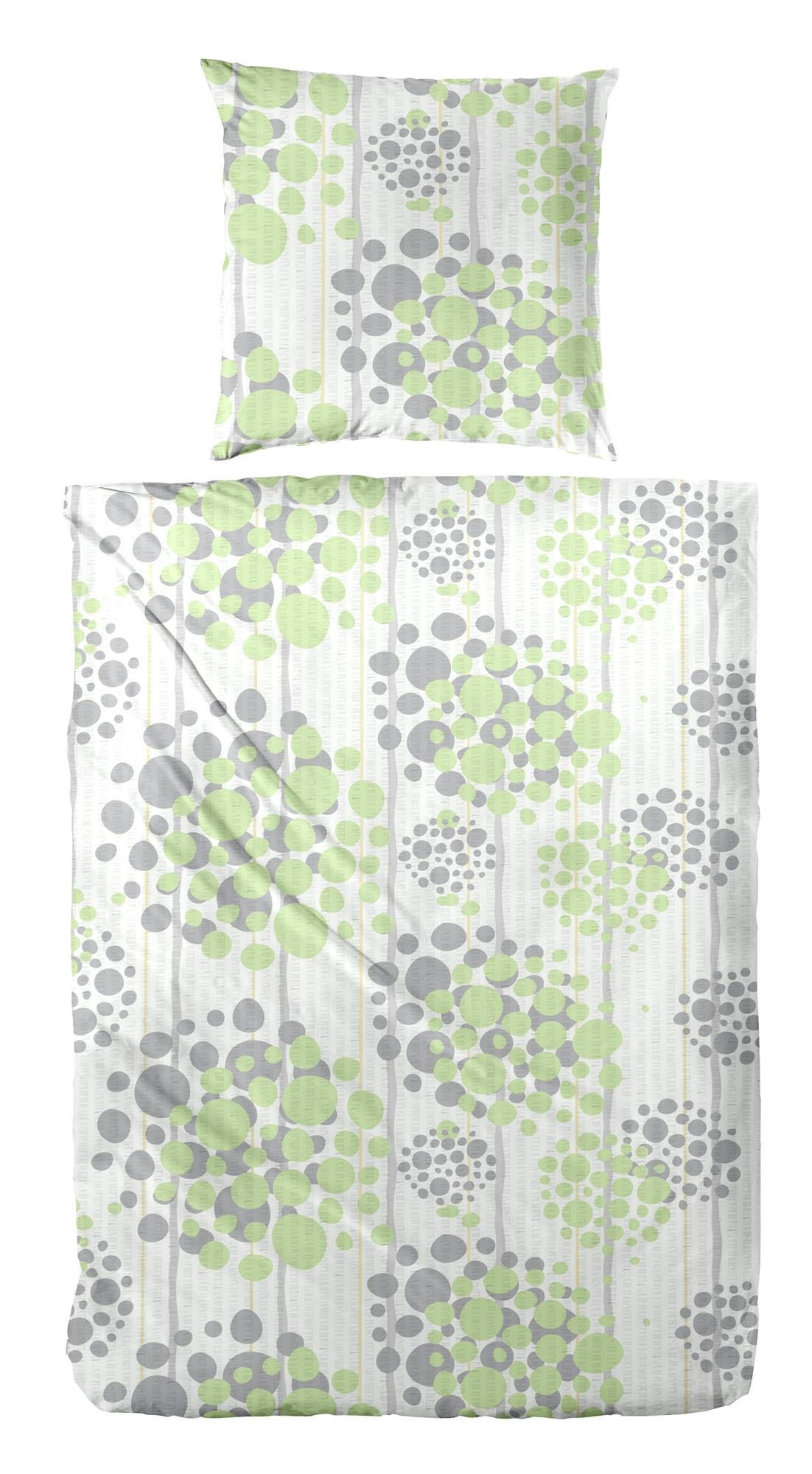 Carpe Sonno Seersucker-Bettwäsche Grün 155x220 cm