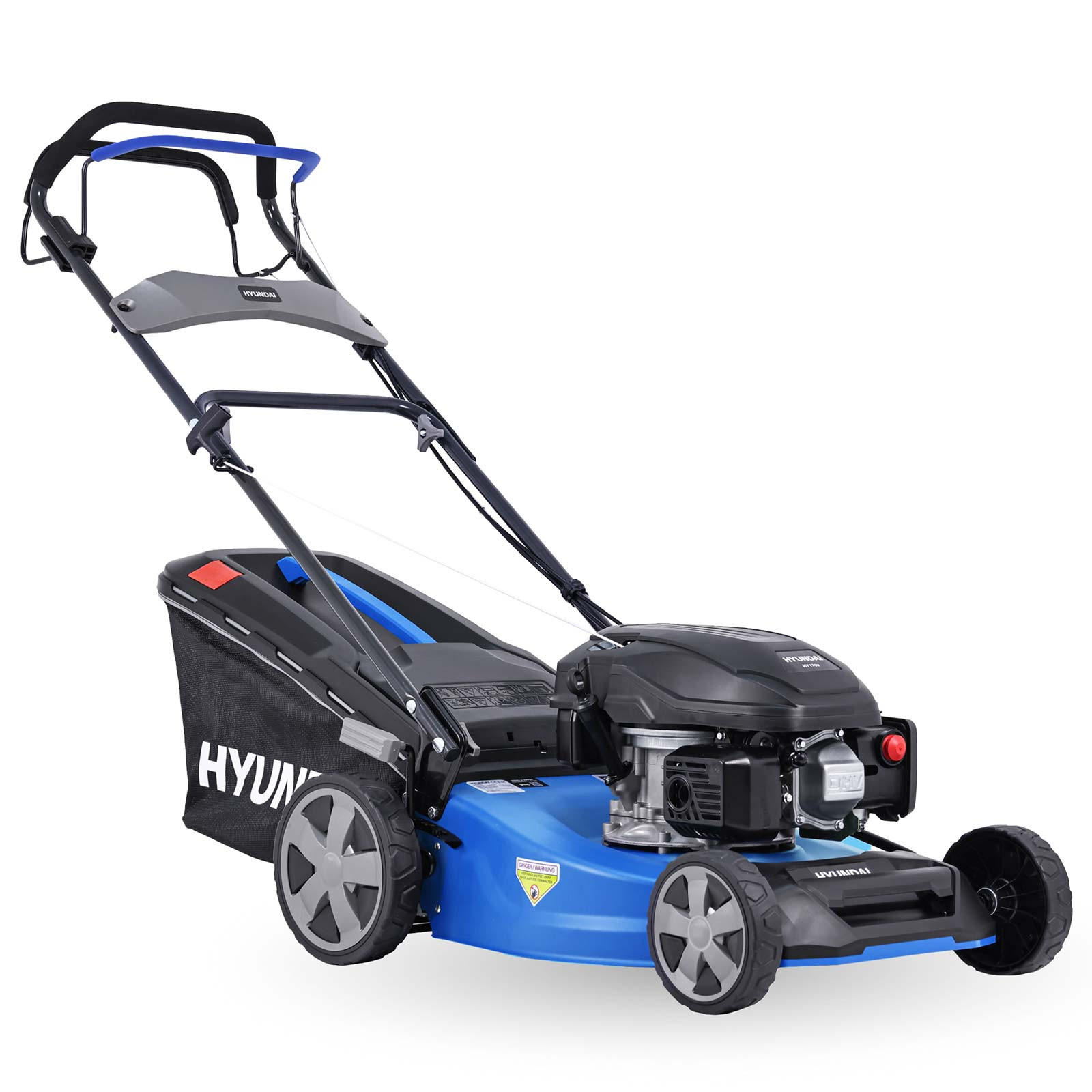 BENZIN-RASENMÄHER LM4622G (Mulcher/Mäher mit Radantrieb, 3.9 PS Hyundai Motor) - Blau, Metall (52.8/105/138.3cm) - HYUNDAI