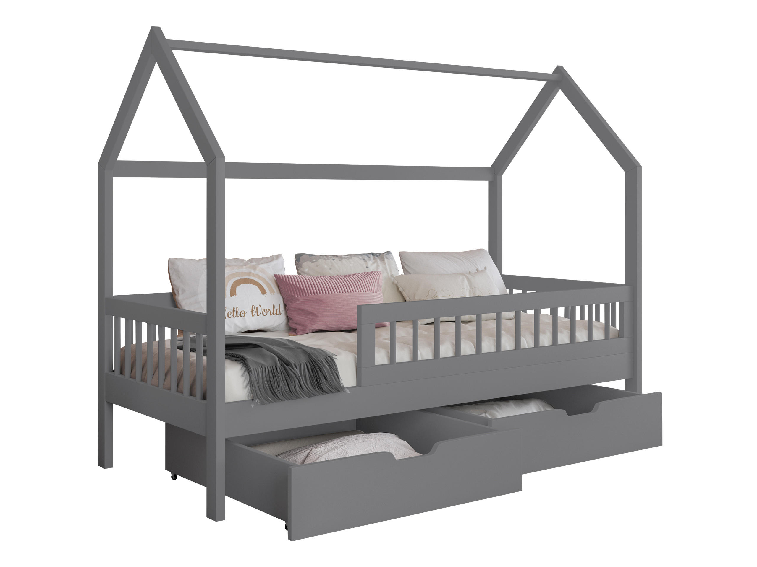 HAUSBETT Gaja 80 - Grau, Holz (80/180cm) - MIRJAN24