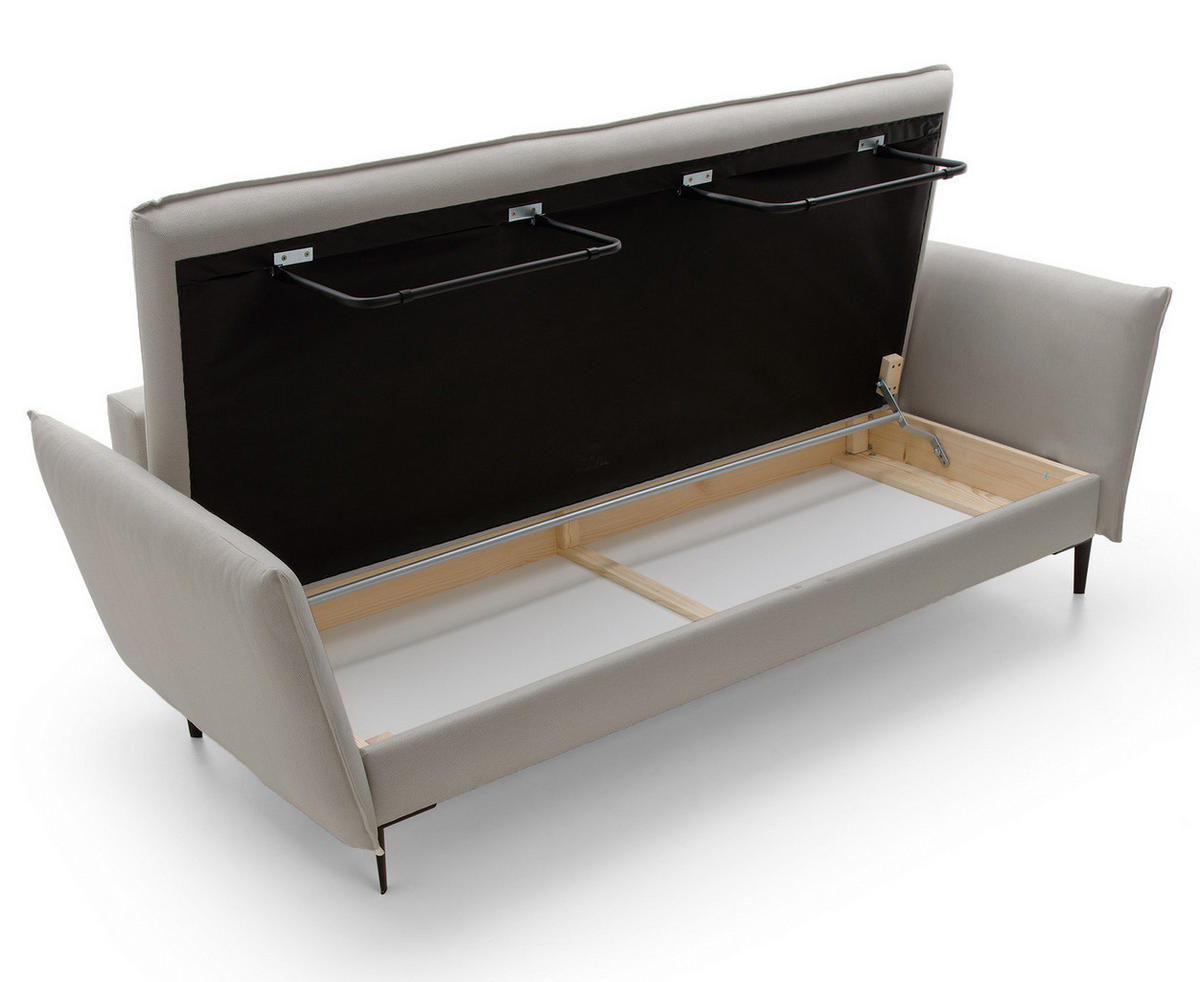 SOFA mit Bettkasten Flavio, 237 cm, Schlaffunktion, Hellgrau - Hellgrau, Holz (237/90/105cm) - Emporius