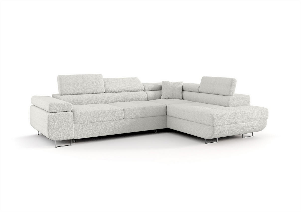 ECKSOFA Monaro Mit Schlaffunktion - Weiß, Holzwerkstoff/Textil (275/202cm) - Fun Möbel