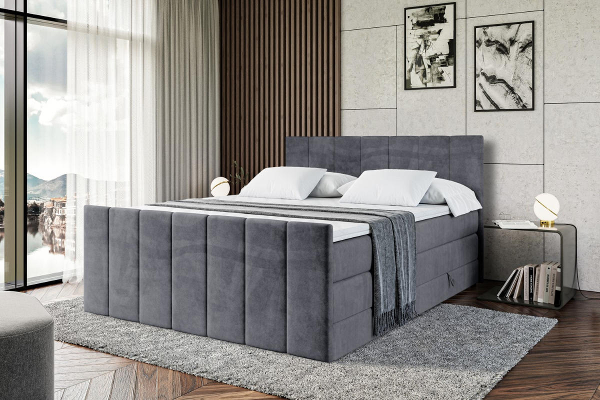BOXSPRINGBETT MOETI-Z KING - 200x200 - H3/H4 - Dunkelgrau - Dunkelgrau, Holzwerkstoff (200/200cm) - ALTDECOR