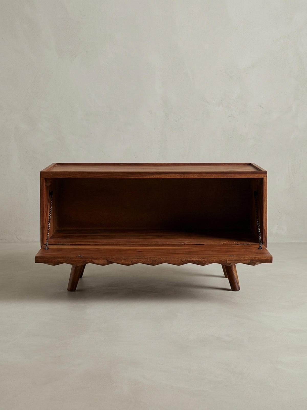 LOWBOARD Massivholz Landhausstil Modell Oasis für Fernseher bis 50 Zoll mit Kabeldurchlass - Braun, Holz (92/44/35cm) - KADIMA DESIGN