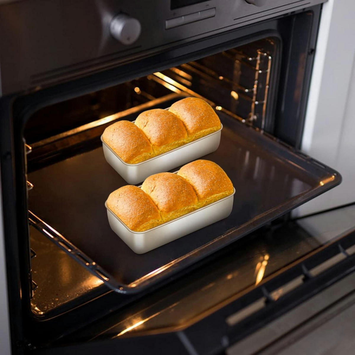 BROTBACKFORM 2er Set Edelstahl 23,5 x 12,6 x 6 cm - Silberfarben, Metall (23.5/6.5/12.5cm)