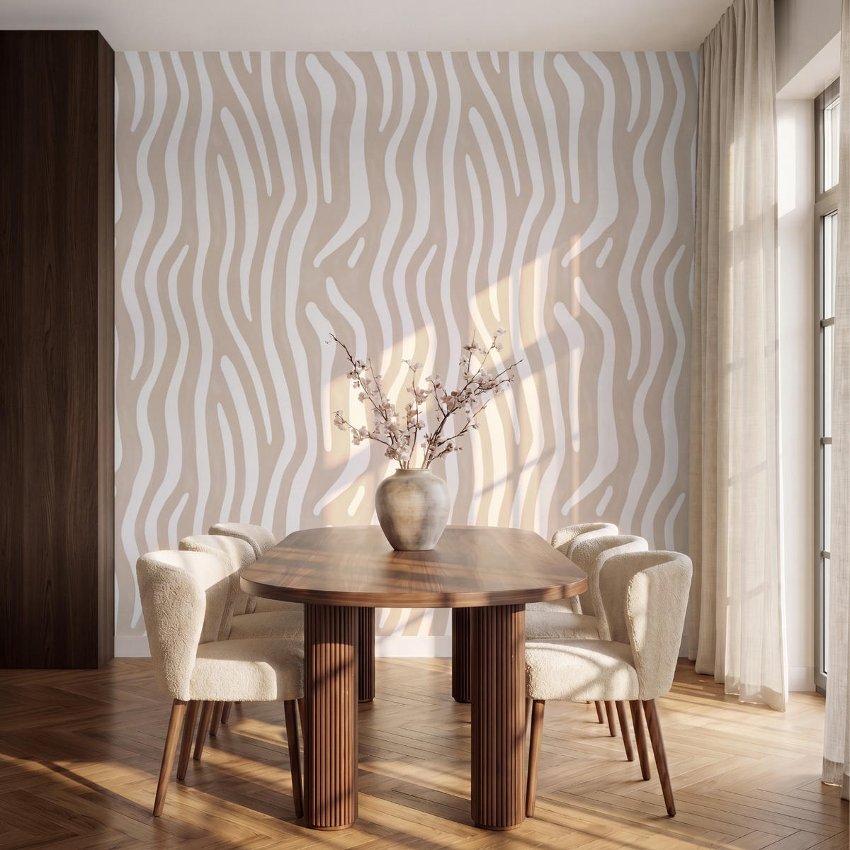 TAPETE - Abstrakt - Zebra - Beige - 240x220 cm - Beige, Papier (240/220cm) - OnlyWow