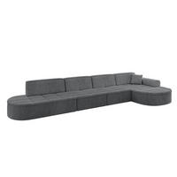 ECKSOFA Ottomane Rechts TARO-L3 - 413x171x79,5 cm Dunkelgrau - Dunkelgrau, Holzwerkstoff/Textil (413/171cm) - ALTDECOR