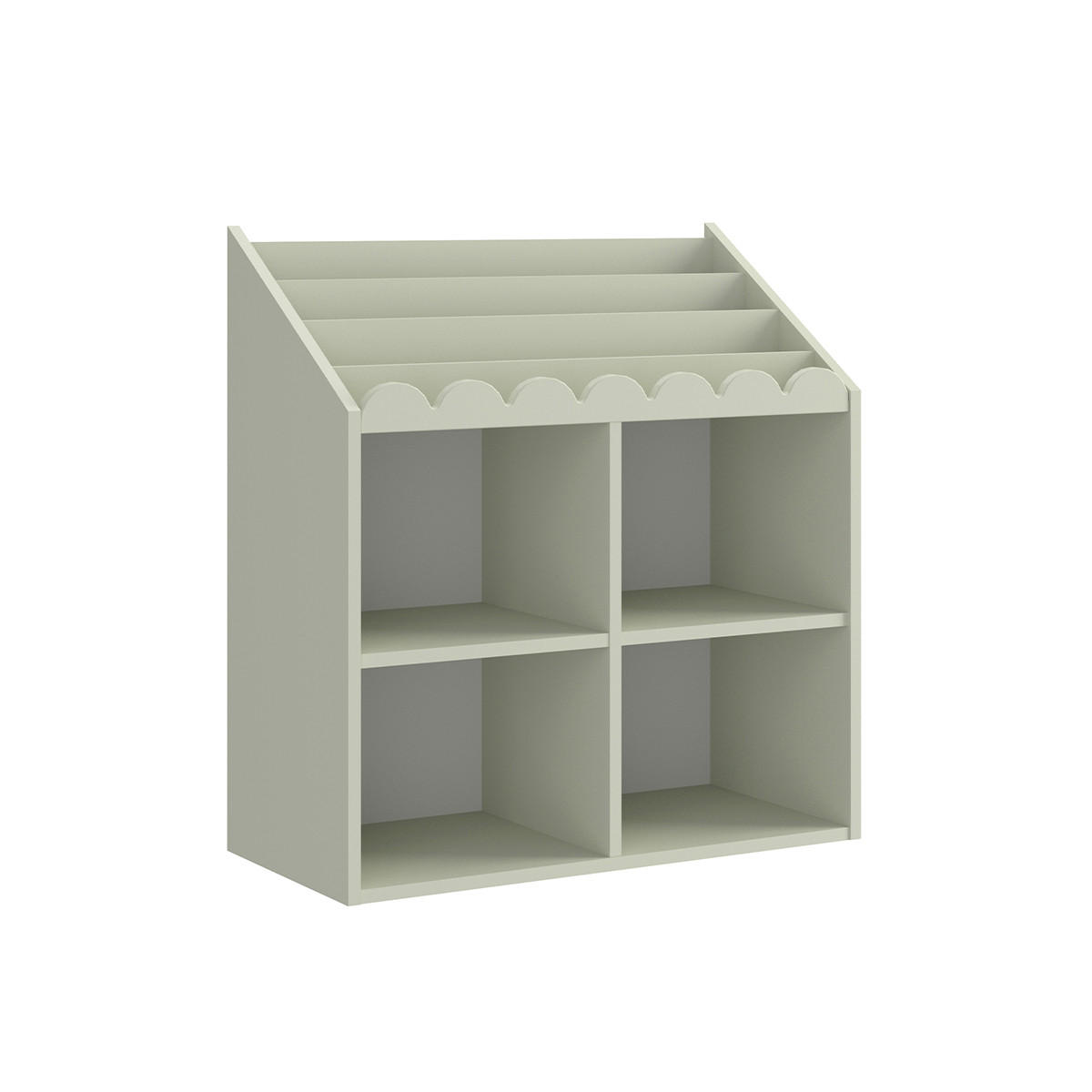 KNIHOVNA Book Nook Šalvějově zelená - zelená barva, kompozitní dřevo (71/76/33cm) - Petits-meubles