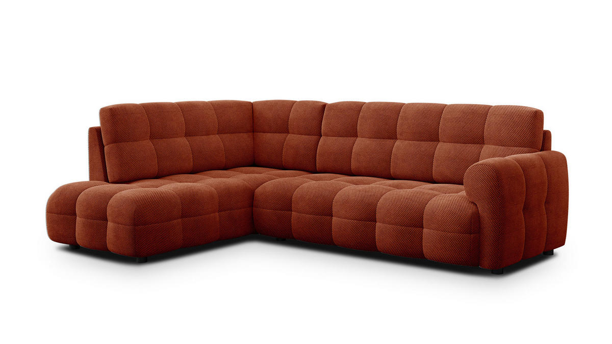 ECKSOFA MELLOW 5-Sitzer, dunkelorange - Dunkelorange/Schwarz, Holz/Textil (283/191cm) - Courtois Laville