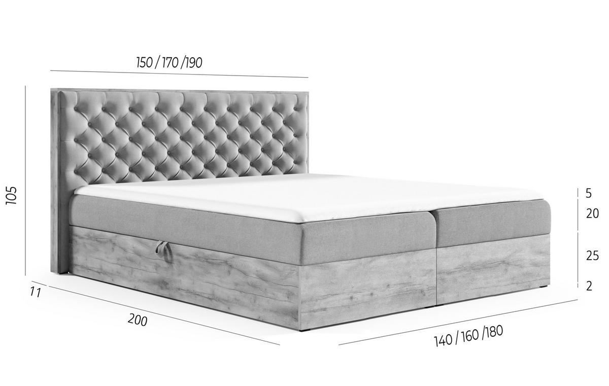 BOXBETT Clavio 160/200 cm in Beige – mit Bettkasten und Topper - Beige/Schwarz, Holz/Holzwerkstoff (160/200cm) - AX Living