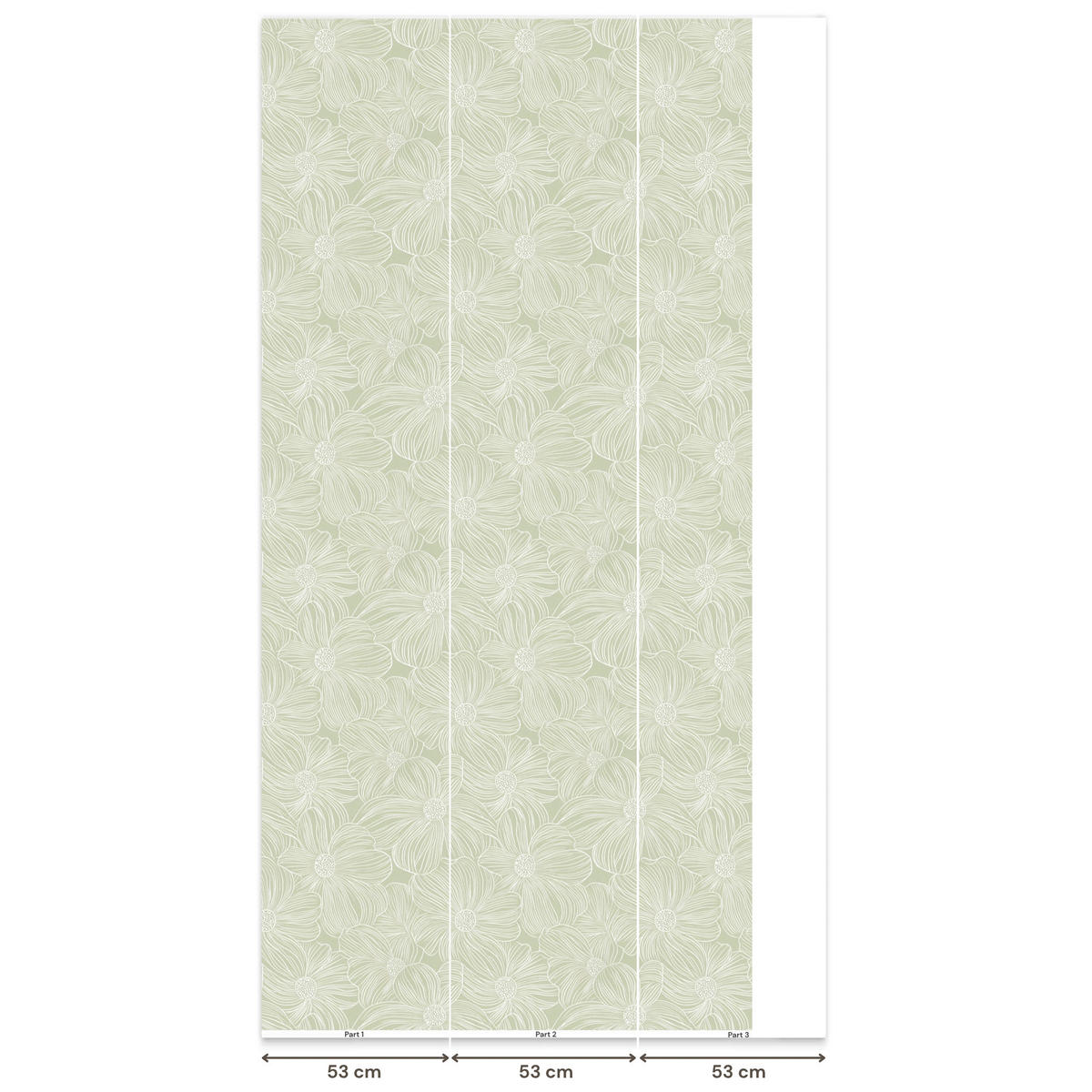 TAPETE - Gelassenheit - Blumen - Grün - 140x280 cm - Salbeigrün, Papier (140/280cm) - OnlyWow
