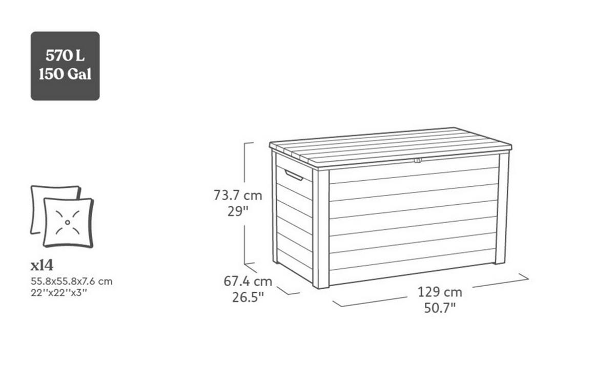 GARTENBOX Ontario - Dunkelgrau, Kunststoff (67.4/73.7/129cm) - Keter