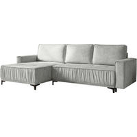 ECKSOFA Velora mit Schlaffunktion & Stauraum, Universell Rechts/Links, Silber Hellgrau Samt 270/92/150 cm - Silberfarben/Schwarz, Textil/Metall (270/150cm) - WFL GROUP