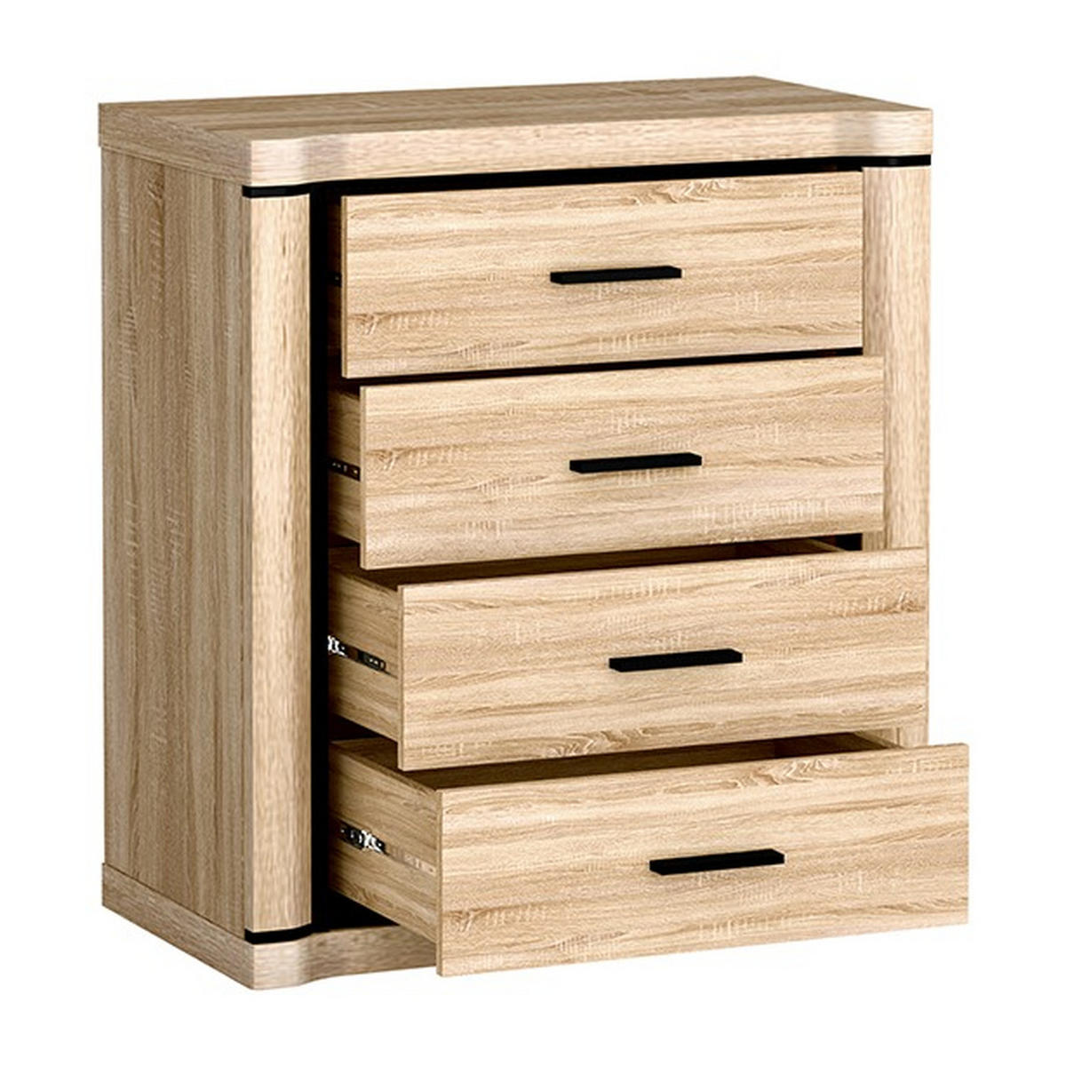 KOMMODE Dallas D-4 80,5 x 91 x 45 cm Eiche Sonoma - Sonoma Eiche, Holzwerkstoff/Kunststoff (80.5/91/45cm) - Koseto