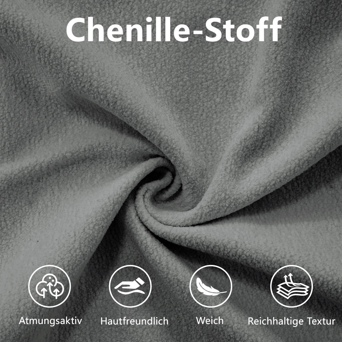 WOHNLANDSCHAFT in Grau aus Chenille mit Ottoman und Cloud-Sitzkomfort - Grau, Textil (145/81/313cm) - Flora Grace
