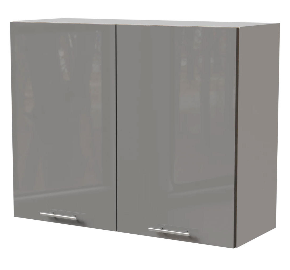 KÜCHENHÄNGESCHRANK Essen W3/90 Grau Hochglanz / Weiß Matt 90 / 32,5 / 72cm - Weiß/Grau, Holz/Holzwerkstoff (90/72/32.5cm) - Feldmann-Wohnen