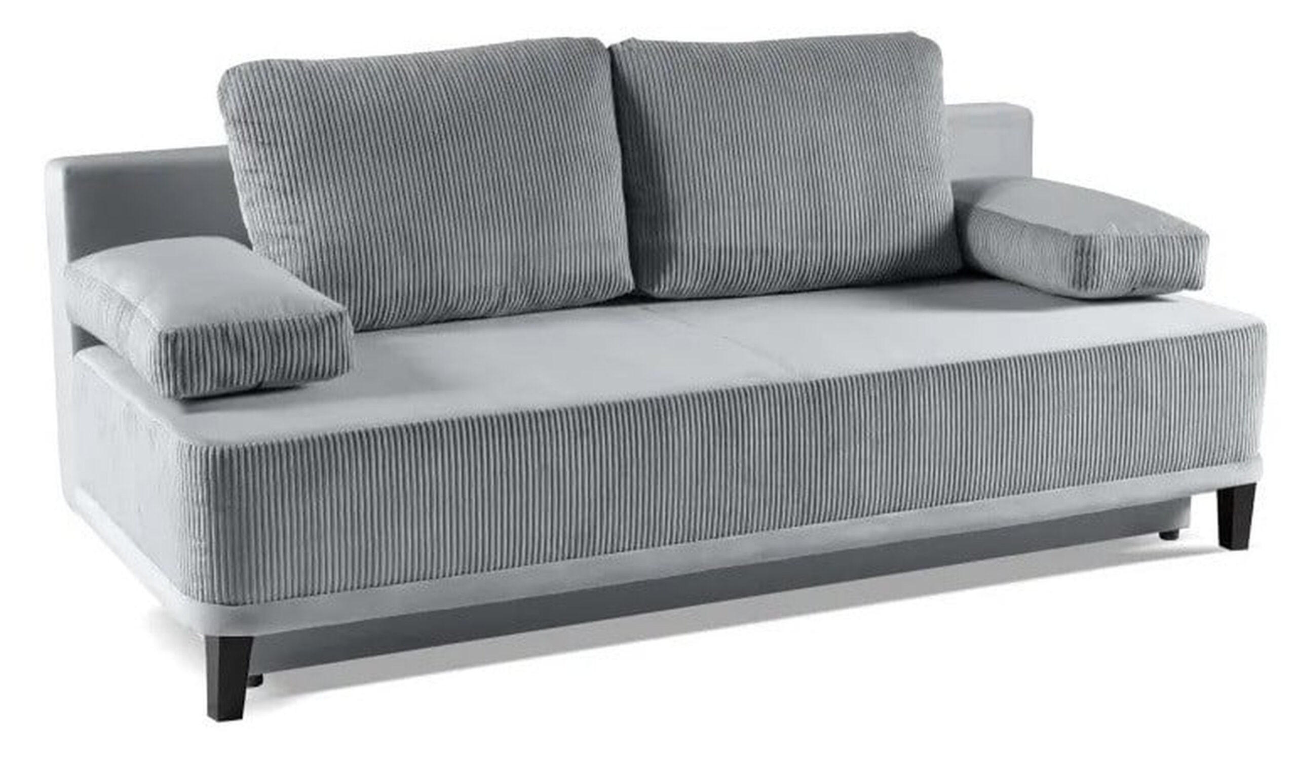 SCHLAFSOFA OSLO, Sofa mit Schlaffunktion und Bettkasten, Farbe: Grau, Cordstoff - Grau, Textil (200/90/91cm) - Sepro Meble