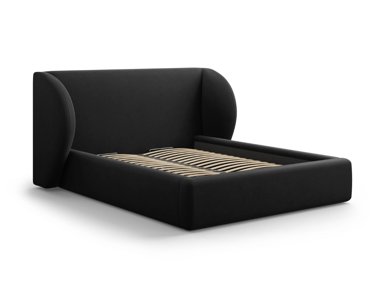 BETT mit Bettkasten und Kopfteil Miley aus Samt schwarz 180x200cm - Schwarz, Textil (180/200cm) - Micadoni