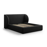 BETT mit Bettkasten und Kopfteil Miley aus Samt schwarz 160x200cm - Schwarz, Textil (160/200cm) - Micadoni