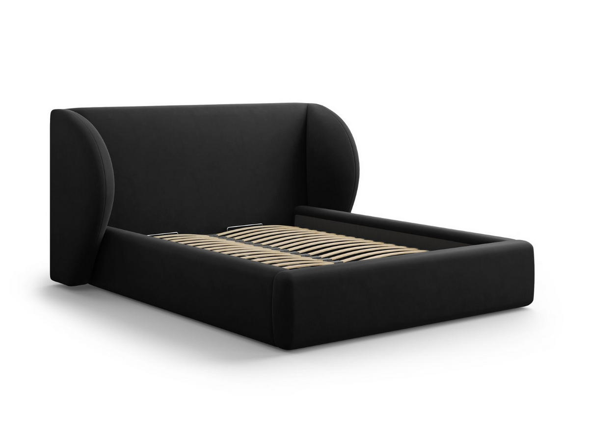 BETT mit Bettkasten und Kopfteil Miley aus Samt schwarz 160x200cm - Schwarz, Textil (160/200cm) - Micadoni