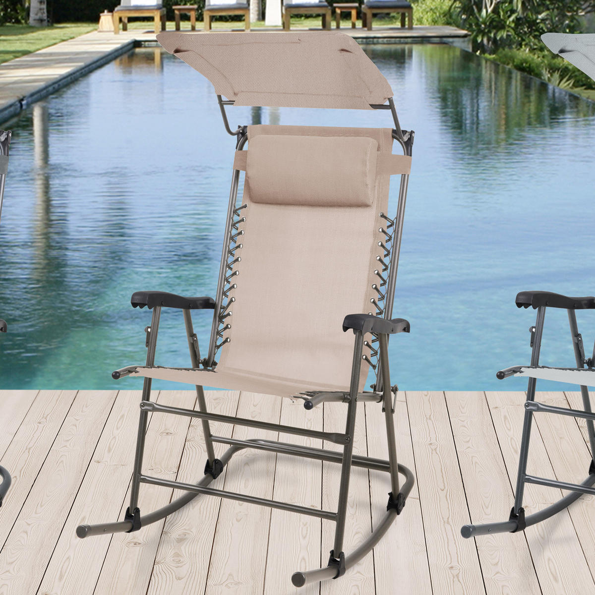 SCHAUKELSTUHL Sonnenschutz Beige - Beige, Metall (65/106/97cm) - SVITA