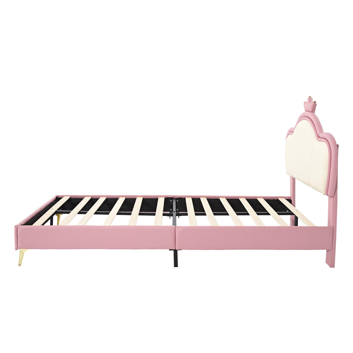 POLSTERBETT 90/200 cm DE-02286, in Rosa, mit Kronen-Kopfteil und weichen Schutzkanten - Pink, Holz (90/200cm) - ComfortXL