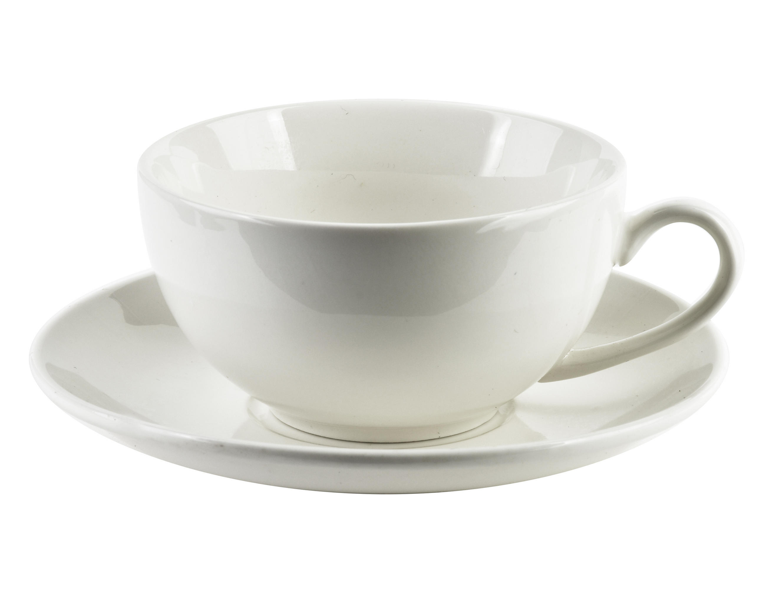 TASSE mit Untertasse Basic Weiß 15/11/7 cm Keramik - Weiß, Keramik (0.2L) - Mondex