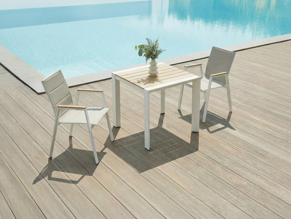 GARTENESSGRUPPE im Set - 2 -Sitzer - Aluminium - naturfarben hell, weiß - LIOUS - Naturfarben, Metall - Vente-Unique