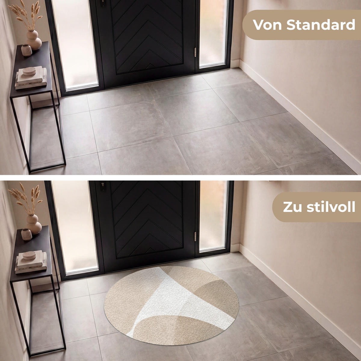 FUSSMATTE Glatte Oberflächen - Harmonisch - Wellenförmig Schmutzfangmatte 120x120 cm - Beige, Kunststoff (120/120cm) - MuchoWow