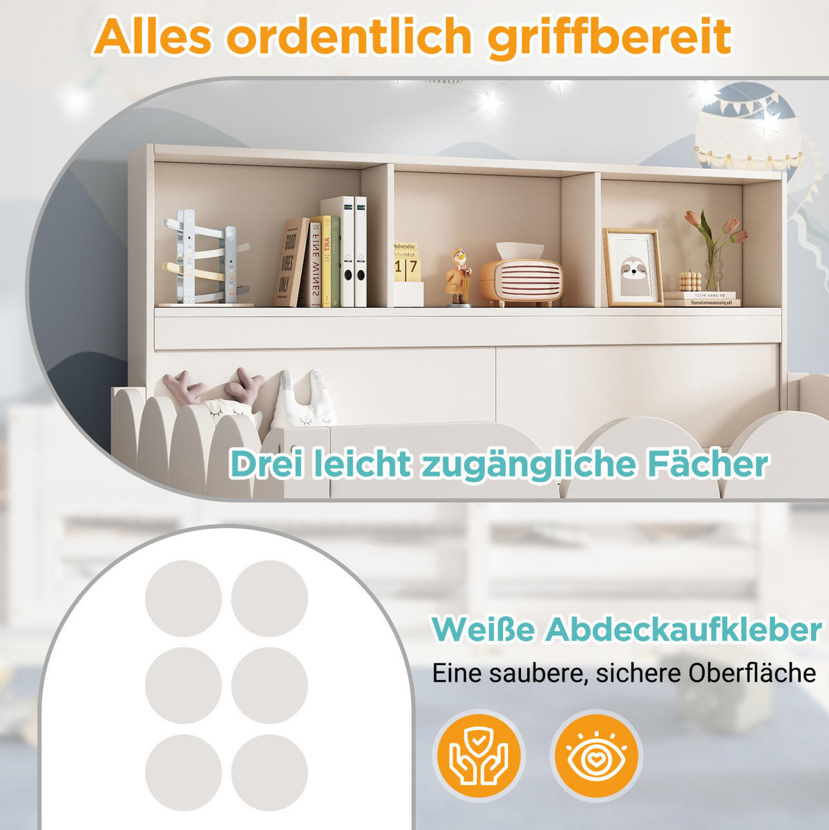 KINDERBODENBETT 140/200 cm aus Holz mit Rausfallschutz Tür und Regal Weiß - Weiß, Holz (90/200cm) - Modenvie