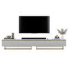TV-LOWBOARD 2-er Set Selene Glamour Weiß Matt mit Metallrahmen 140 cm - Goldfarben/Weiß, Holzwerkstoff/Metall (280/44/35cm) - Meble Lindner