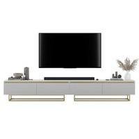 TV-LOWBOARD 2-er Set Selene Glamour Weiß Matt mit Metallrahmen 140 cm - Goldfarben/Weiß, Holzwerkstoff/Metall (280/44/35cm) - Meble Lindner